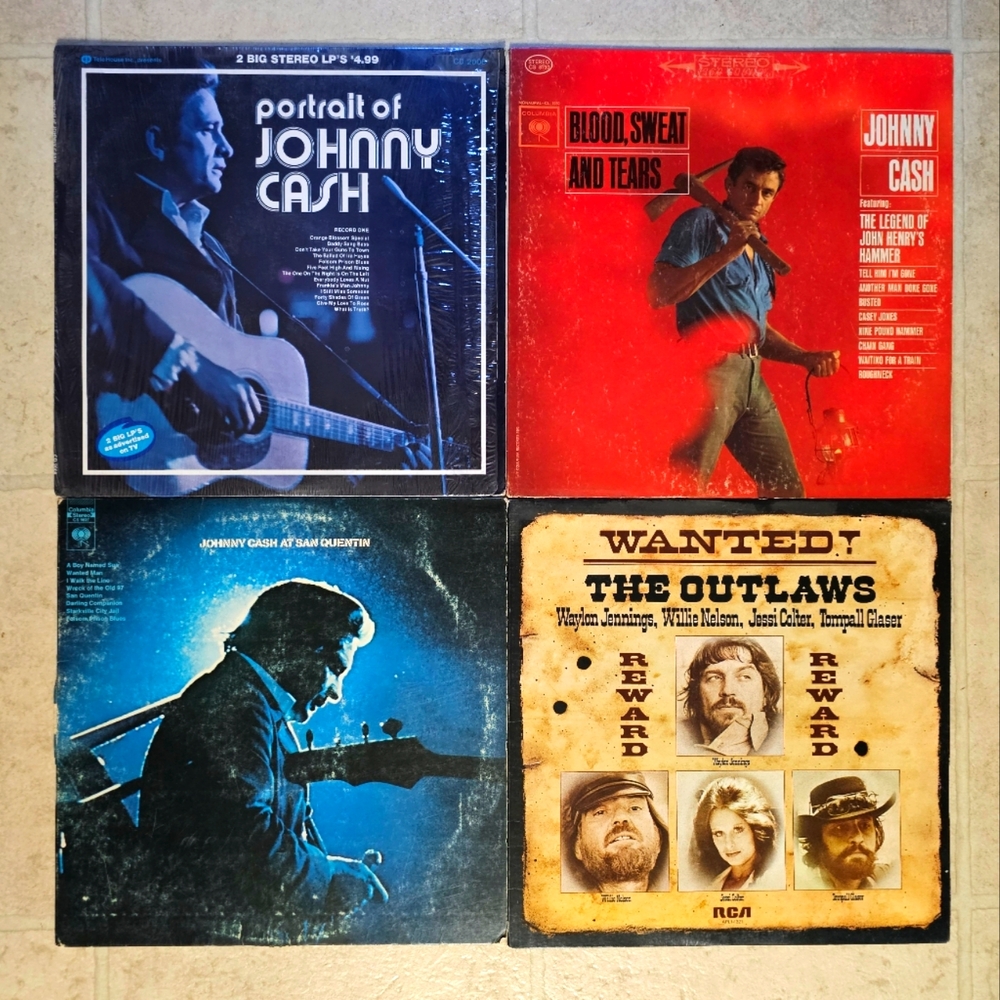 Johnny Cash and The Outlaws Vinyl LP Record Vintage lot of 4